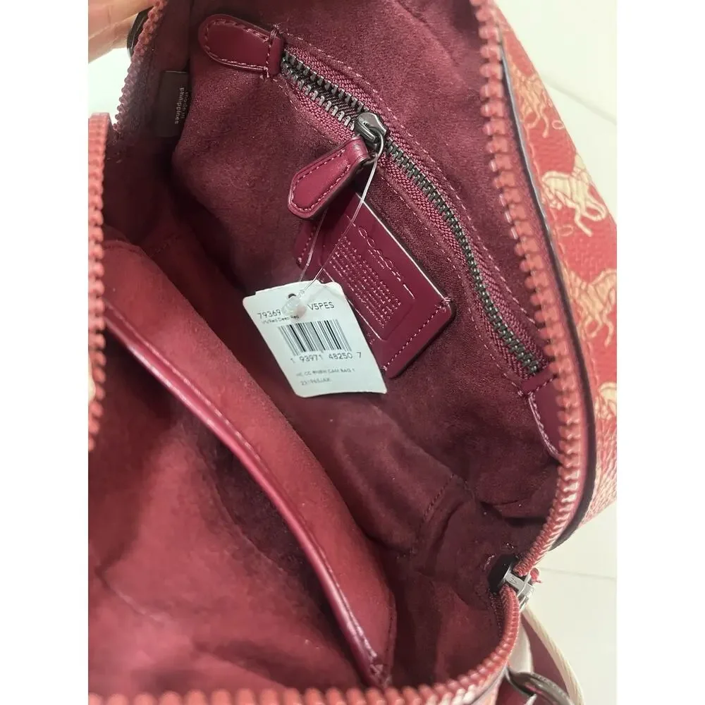 COACH Red Camera Mini Bag 16 Horse Carriage Rainbow Crossbody NWT $336 Sm. Flaw